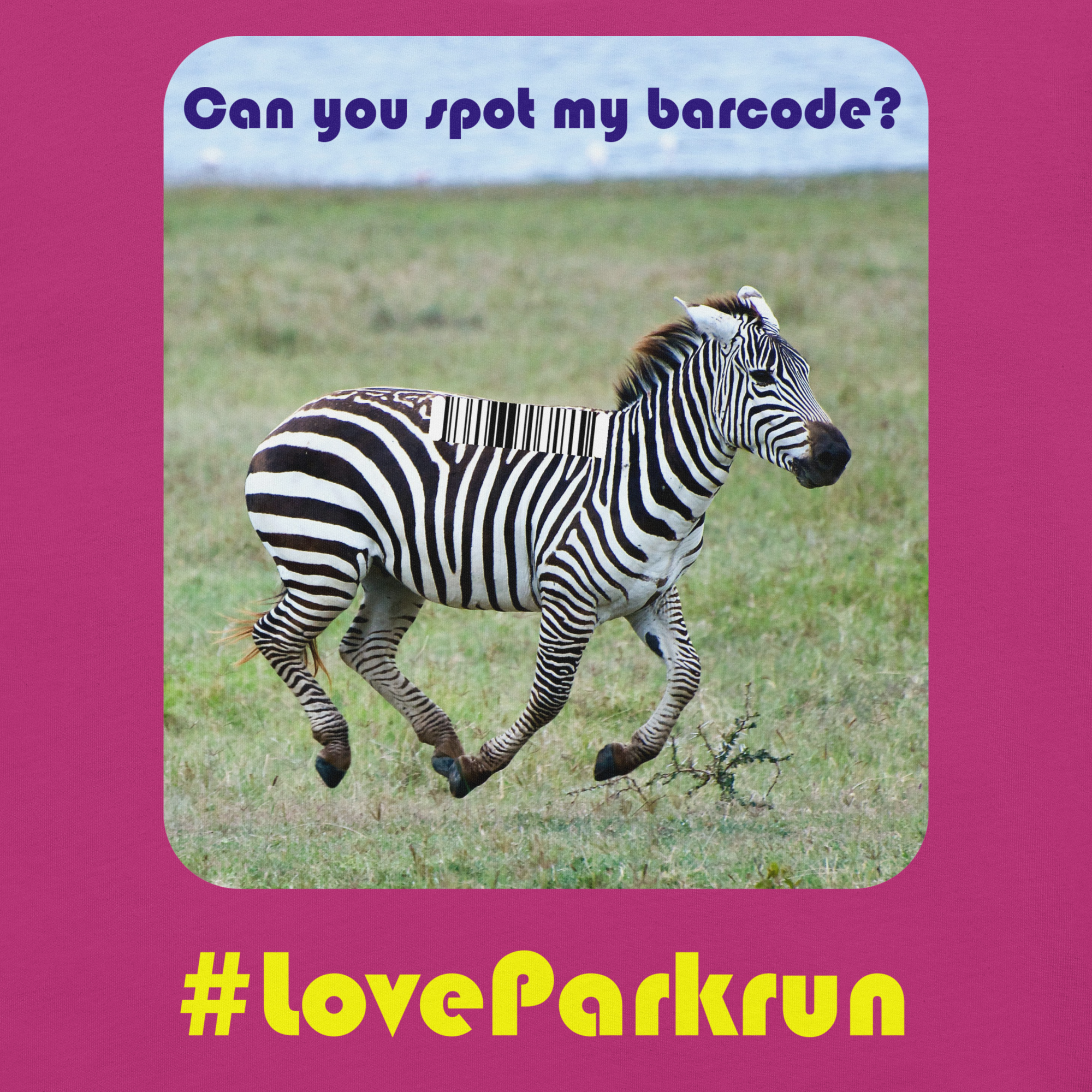 parkrun zebra 25 t-shirt with your unique barcode