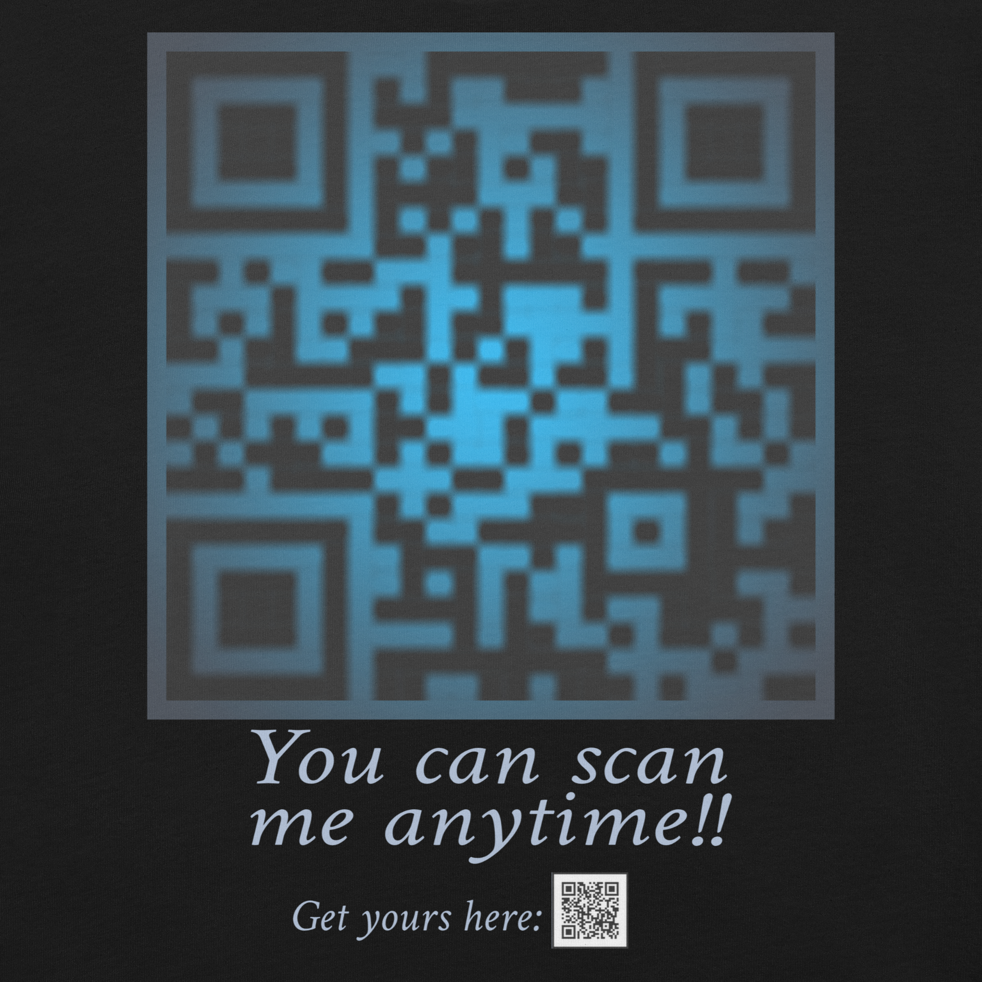Unisex black Tee Shirt with a unique editable QR code