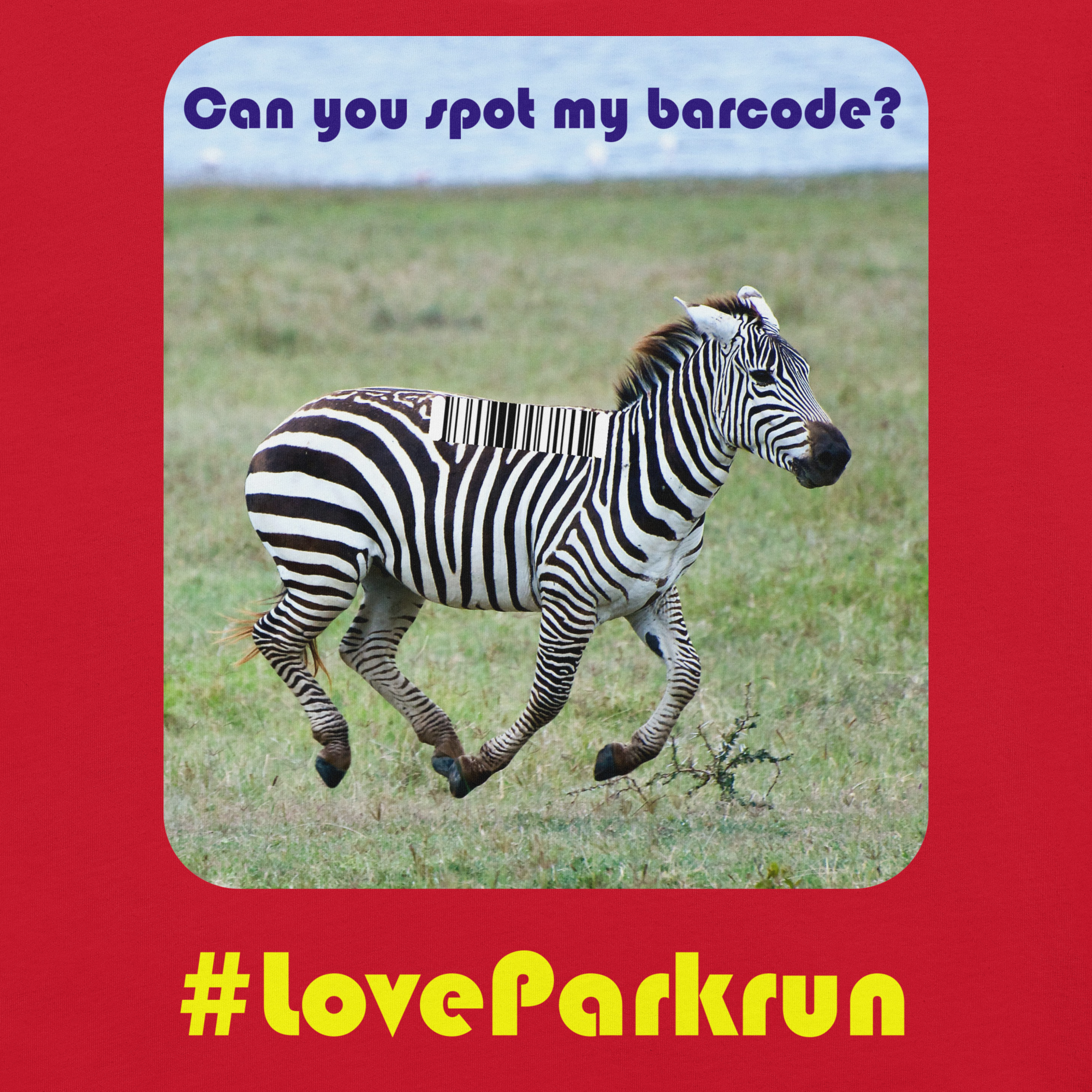parkrun zebra 50 t-shirt with your unique barcode